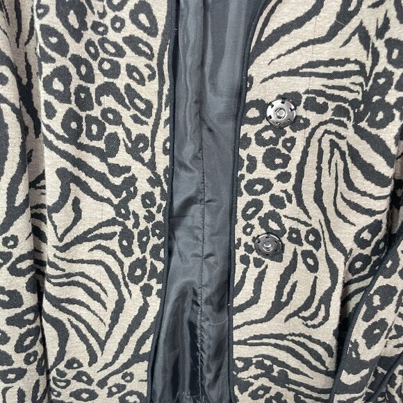 Susan Bristol Womens Jacket Brown Animal Cheetah XL Knit Belted Lined Mob Wife - Picture 9 of 16
